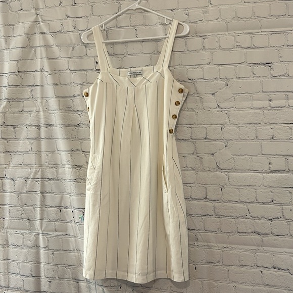 Heartloom White Striped Rhea Linen Blend Mini Dress SZ M - Picture 4 of 13